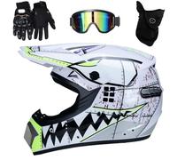 HNGKGJBL Youth Kid Motocross Helmet, DOT Approved Motorcycle ATV Off-Road Crash Helmet Full Face Helmet, Motocross Offroad Street Dirt Bike BMX MX Helmet, with Goggles Mask Gloves(Type 35,M(54-55cm))