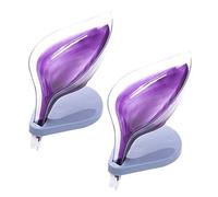 HNGM Ieaf soap dish 2Pcs Bathroom Leaf Shape Drain Soap Box Rack Suction Cup Storage Tray Holder Soap Holder Draining Rack Soap Dish Bathroom Tool (Color : Purple)
