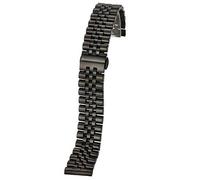 HNGM Men's Watchbands 12mm14mm16mm18mm20mm22mm Universal Solid Stainless Steel Flat Elbow Watch Wrist Strap Bracelet Strap (Band Color : Black)