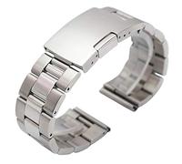 HNGM Men's Watchbands Silver Black Metal Watch Band Bracelet 18mm 20mm 22mm 24mm Men Strap 316L Solid Stainless Steel Straight End Watchbands (Band Color : Silver)