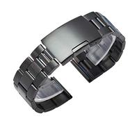 HNGM Men's Watchbands Silver Black Metal Watch Band Bracelet 18mm 20mm 22mm 24mm Men Strap 316L Solid Stainless Steel Straight End Watchbands (Band Color : Black)