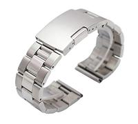 HNGM Men's Watchbands Silver Black Metal Watch Band Bracelet 18mm 20mm 22mm 24mm Men Strap 316L Solid Stainless Steel Straight End Watchbands (Band Color : Silver)