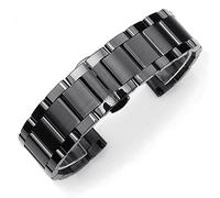 HNGM Men's Watchbands Solid Stainless Steel Watchband 18mm 20mm 22mm 24mm Deployment Butterfly Buckle Men Metal Replacement Bracelet Watch Band Strap (Band Color : Black)