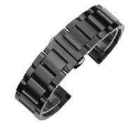 HNGM Men's Watchbands Solid Stainless Steel Watchband 18mm 20mm 22mm 24mm Deployment Butterfly Buckle Men Metal Replacement Bracelet Watch Band Strap (Band Color : Black Matte)