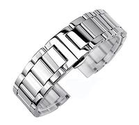 HNGM Men's Watchbands Solid Stainless Steel Watchband 18mm 20mm 22mm 24mm Deployment Butterfly Buckle Men Metal Replacement Bracelet Watch Band Strap (Band Color : Silver Glossy)