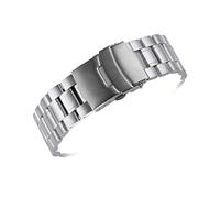 HNGM Men's Watchbands Stainless Steel 18mm 20mm 22mm Curved End Watchband Men Women Metal Solid Double Lock Buckle Strap (Band Color : Silver)