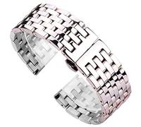 HNGM Men's Watchbands Strap Bracelet 20 22mm Solid Stainless Steel Men's Women's Straight Headband Metal Silver Gold Strap Accessories (Band Color : Rose Gold)