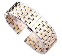 HNGM Men's Watchbands Strap Bracelet 20 22mm Solid Stainless Steel Men's Women's Straight Headband Metal Silver Gold Strap Accessories (Band Color : Silver and Gold)