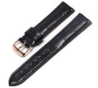 HNGM Watchstraps Leather 14mm, 16mm, 18mm, 20mm, 22mm, 24mm high Quality Leather Men and Women Waterproof Straps Genuine Steel Buckle Straps (Band Color : Black Rose Gold)
