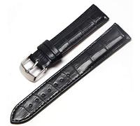 HNGM Watchstraps Leather 14mm, 16mm, 18mm, 20mm, 22mm, 24mm high Quality Leather Men and Women Waterproof Straps Genuine Steel Buckle Straps (Band Color : Black Silver)