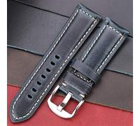HNGM Watchstraps Leather 20mm 22mm 24mm 26mm Smooth Strap Ladies Men's Leather Watch Belt Polished turnbuckle (Band Color : Blue)