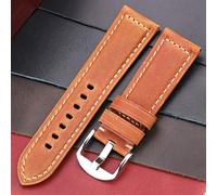 HNGM Watchstraps Leather 20mm 22mm 24mm 26mm Smooth Strap Ladies Men's Leather Watch Belt Polished turnbuckle (Band Color : Brown)