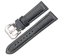 HNGM Watchstraps Leather 20mm 22mm 24mm 26mm Watch Accessories Strap Ladies Men's Strap Steel Buckle (Band Color : Blue Silver Buckle)