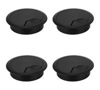 HNGUSNHOP 4 PCS Desk Grommet 80mm Black Cable Hole Cover Plastic Desk Cable Grommets Wire Organizer Caps for Hiding Wire in Home Office Computer Room