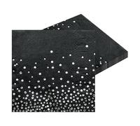HNH Party Paper Napkins Black Pack of 20 Silver Gold Foil 3-ply Luncheon Napkins, Cocktail Napkins for Party Table Decorations