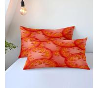HNHDDZ 3D Fruit Slice Bedding Set, Tropical Citrus Orange Lime Peach Pomegranate Tomato Print 2 Pillowcases 50x75 cm, Stylish Fruity Themed