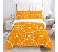 HNHDDZ 3D Fruit Slice Duvet Cover Set Super King, Tropical Citrus Orange Lime Peach Pomegranate Tomato Print Bedding Set, Quilt Cover 220x260 with 2 Pillowcases, Stylish Fruity Themed