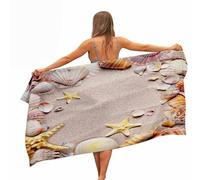 HNHDDZ Beach Towel Ocean Seashell Sea snail Starfish Print Bath towel Microfiber Quick Dry Sand Free Beach Blanket, Oversized Lightweight Absorbent Towel for Swim Pool Yoga Travel (Color 2,80x160 cm)