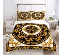 HNHDDZ Boho Bedding Set Luxury Calligraphy Moroccan Style Double Duvet Cover Set 200x200 cm, Soft Microfiber Vintage Arabic Pattern Comforter Cover with 2 Pillowcases
