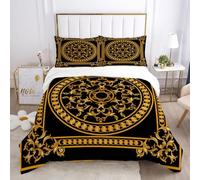 HNHDDZ Boho Bedding Set Luxury Calligraphy Moroccan Style Double Duvet Cover Set 200x200 cm, Soft Microfiber Vintage Arabic Pattern Comforter Cover with 2 Pillowcases
