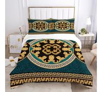 HNHDDZ Boho Bedding Set Luxury Calligraphy Moroccan Style Double Duvet Cover Set 200x200 cm, Soft Microfiber Vintage Arabic Pattern Comforter Cover with 2 Pillowcases