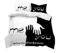 HNHDDZ Couple Design Bedding Set His Side and Her Side, Me and You, Cat and Dog Pattern Black White Duvet cover and Pillowcase (Style 6, King)