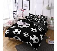 HNHDDZ Duvet Cover Set King Size 220x240 Football 3D Sports Bedding Set Kids Boy Soccer White Black Blue Grey Green Bedroom Quilt Cover Zipper Microfiber Soft