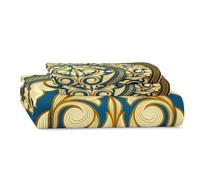 HNHDDZ Luxury Calligraphy Bedding Set, Boho Moroccan Style Duvet Cover Set 200x200 cm, Soft Microfiber Comforter Cover with 2 Pillowcases, Vintage Arabic Pattern Bedding Double