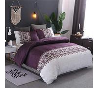 HNHDDZ Modern Red Green Gray Purple Bedding set Roland Series Lily of the Valley Solid Color Retro Pattern Duvet Cover and Pillowcase Microfiber Girl (Style5, Single 150x200 cm)