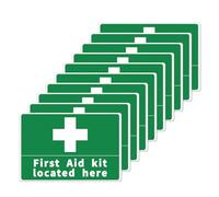 hnhesn 10 Pack First Aid Kit Located Here Sticker 300 x 200 mm Vinyl Self Adhesive Safety Sign Waterproof Emergency Decals for Workplace