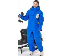 HNHPY Electric Motorcycle Jacket One-piece Suit Winter Windproof Warm Snowmobile Riding Cold-proof Adults Waterproof Suits Cross-country Equipment Ski Fishing Suit-Blue||L