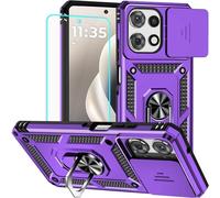 HNHYGETE for Moto G Power 2025/2026 Case with Screen Protector: [Military Grade 20ft. Drop Tested] Slide Camera Cover Ring Shockproof Protective Phone Case for - Motorola G Power 2025/2026 (Purple)
