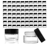 HningBuyox 70 Pack Glass Sample Container, 10ml Empty Jars with Lids, 10 Gram Tiny Sample Jar Lip Balm Containers for Cosmetics, Lotion, Cream, Makeup, Samples, Wax, Skincare, Travelling, Retail Store