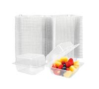 Hniuyun 100 Pack 4 Inch Clear Square Plastic Cake Slice Boxes with Lids, Stackable Dessert Containers for Cheesecake, Sandwiches, Bakery Treats