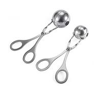 Hniuyun 2PC Stainless Steel Meat Baller Tongs, Cake Pop, Cookie Scoop, Ice Tongs, Fruits Ball Tongs for Kitchen Tools, Ball Size 1.38"&1.78"