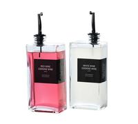 Hniuyun 2Pcs Oil Bottles for Kitchen, 500ml Glass Olive Oil, Vinegar & Coffee Syrup Dispenser with Drip-Free Spouts, Waterproof Labels & Silicone Funnel, Black