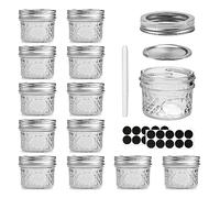 Hniuyun 4 oz Small Glass Mason Jars with Lids, 12 Pack | Airtight Split Lids, BPA-Free Glass, Dishwasher Safe, for Jam, Honey, Spices, DIY Crafts, Wedding Favours, Gifts