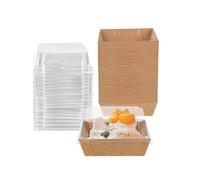 Hniuyun 50Pack Paper Charcuterie Boxes with Clear Lids, Brown Square Food Containers Dessert Boxes, for Bakery, Slice Cake, Cupcake, Sandwich and Cookies (12cm)