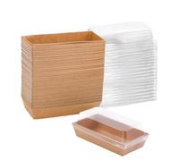 Hniuyun 50Pack Paper Charcuterie Boxes with Clear Lids, Brown Square Food Containers Dessert Boxes, for Bakery, Slice Cake, Cupcake, Sandwich and Cookies (19cm)