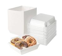 Hniuyun 50Pack Paper Charcuterie Boxes with Clear Lids, White Square Food Containers Dessert Boxes, for Bakery, Slice Cake, Cupcake, Sandwich and Cookies (12cm)