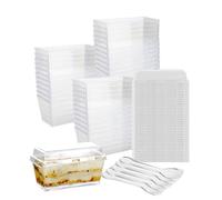 Hniuyun 50Pcs Dessert Cups with Lids and Spoons, 160ml Mini PP Rectangle Dessert Pots, Clear Serving Bowl for Moussees Puddings Desserts Party