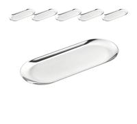 Hniuyun 6 Pack Stainless Steel Oval Trays 30x12cm, Silver Serving Platters - Multipurpose Vanity Storage for Jewellery, Makeup, Towels & Fruit