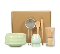 Hniuyun 6Pcs Matcha Whisk Set - Handmade Bamboo Matcha Whisk, Tea Spoon, Matcha Scoop, Tea Sifter, Whisk Holder, Bowl with Spout, Matcha Accessory - Traditional Japanese Matcha Tea Making Kit