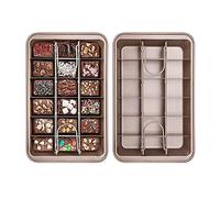 Hniuyun Brownie Pan With Dividers - Non-Stick 18 Pre-Slice Baking Tray, High Carbon Steel Bakeware for Oven, Size 12 X 8 X 2 Inches