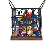 Hniuyun Coffee Pod Holder for Counter, Large Capacity K Cup Holder Organizer, Coffee Bar Basket with Wooden Base for Kitchen Office Desktop