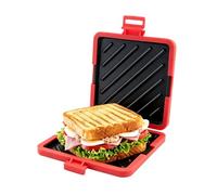 Hniuyun Microwave Toastie & Sandwich Maker - Cordless, No Electricity, Microwave Safe - Crispy Toasties, Snacks & Eggs in Minutes - Dishwasher Safe - Travel, Office, Dorm & Home (Red)