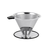 Hniuyun Pour Over Coffee Dripper, Stainless Steel Coffee Filter with Silicone Tray, Double Mesh Design of Reusable Cone Filter, Paperless Pour Over Coffee Maker 3-4 Cup