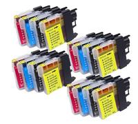 HNJFXCRO Ink Cartridge Compatible With LC980BK LC1100BK LC985BK LC990BK DCP-385C 387C DCP-195C 585CW 375CW MFC-990CW 6490CW 490CW 5890CN J615W(4SET)