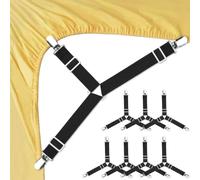Hnjindong 8 pcs Bed Sheet Clips, Adjustable Bed Sheet Holder Corner Straps for Bedding, Mattress Covers, Bed Sheets, Sofa Cushion (Black)