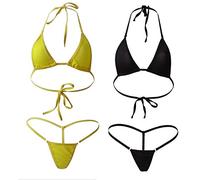HNJZX Women Micro Bikini Two Pieces Swimwear Beachwear Size 6 8 10 Sexy Tiny String Bikini Sets (B)